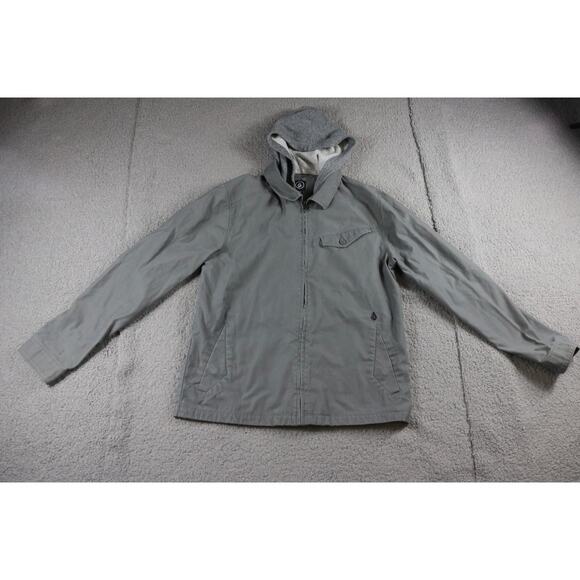 Volcom Jacket Mens Medium Gray Bashi Hooded Coat Full Zip - Picture 1 of 8